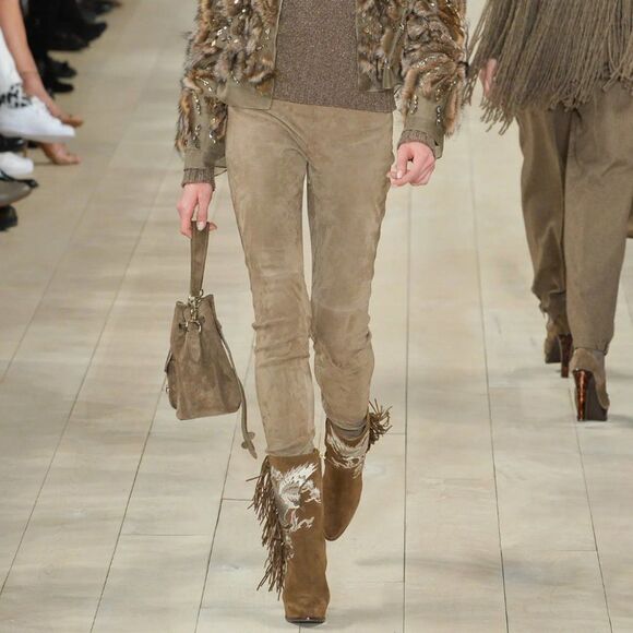 Ralph Lauren Fall 2015 Runway Collection Morel Suede Embroidered Fringe Boot - Picture 8 of 17